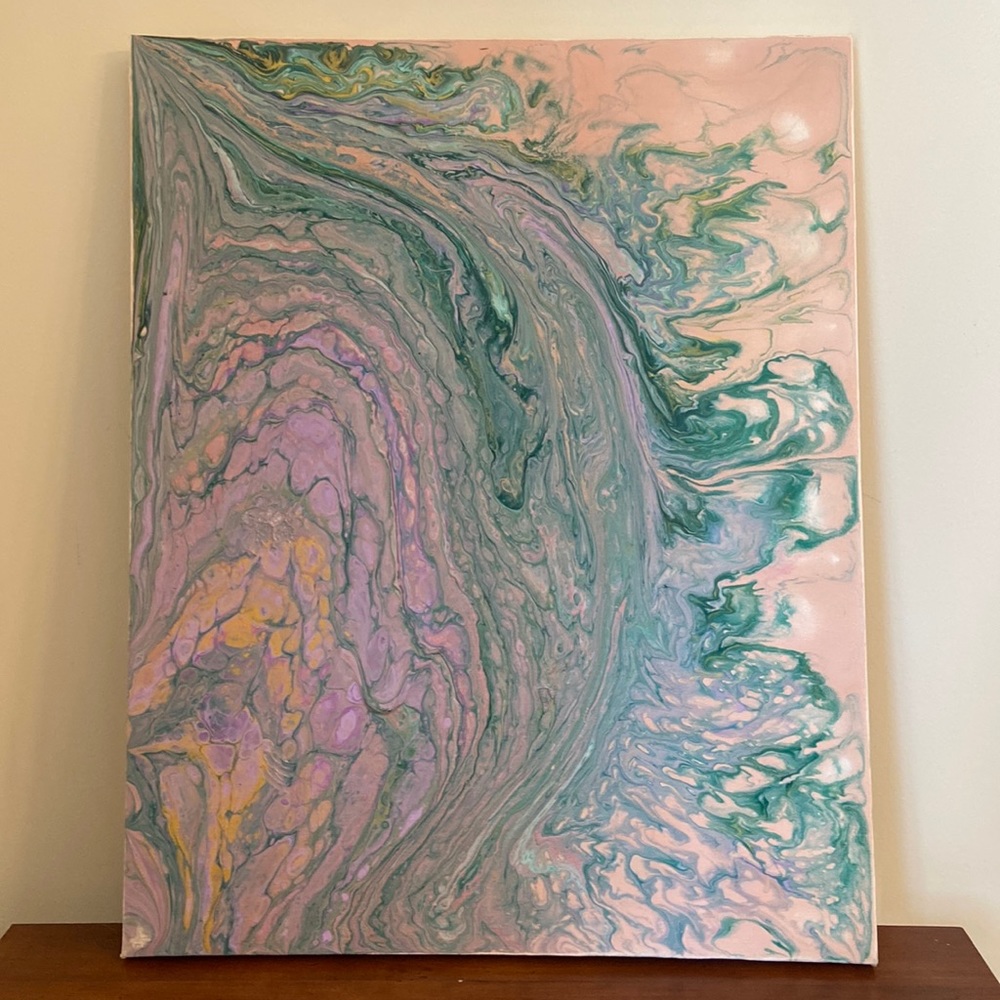 Original handmade acrylic poured canvas 16”x20”
